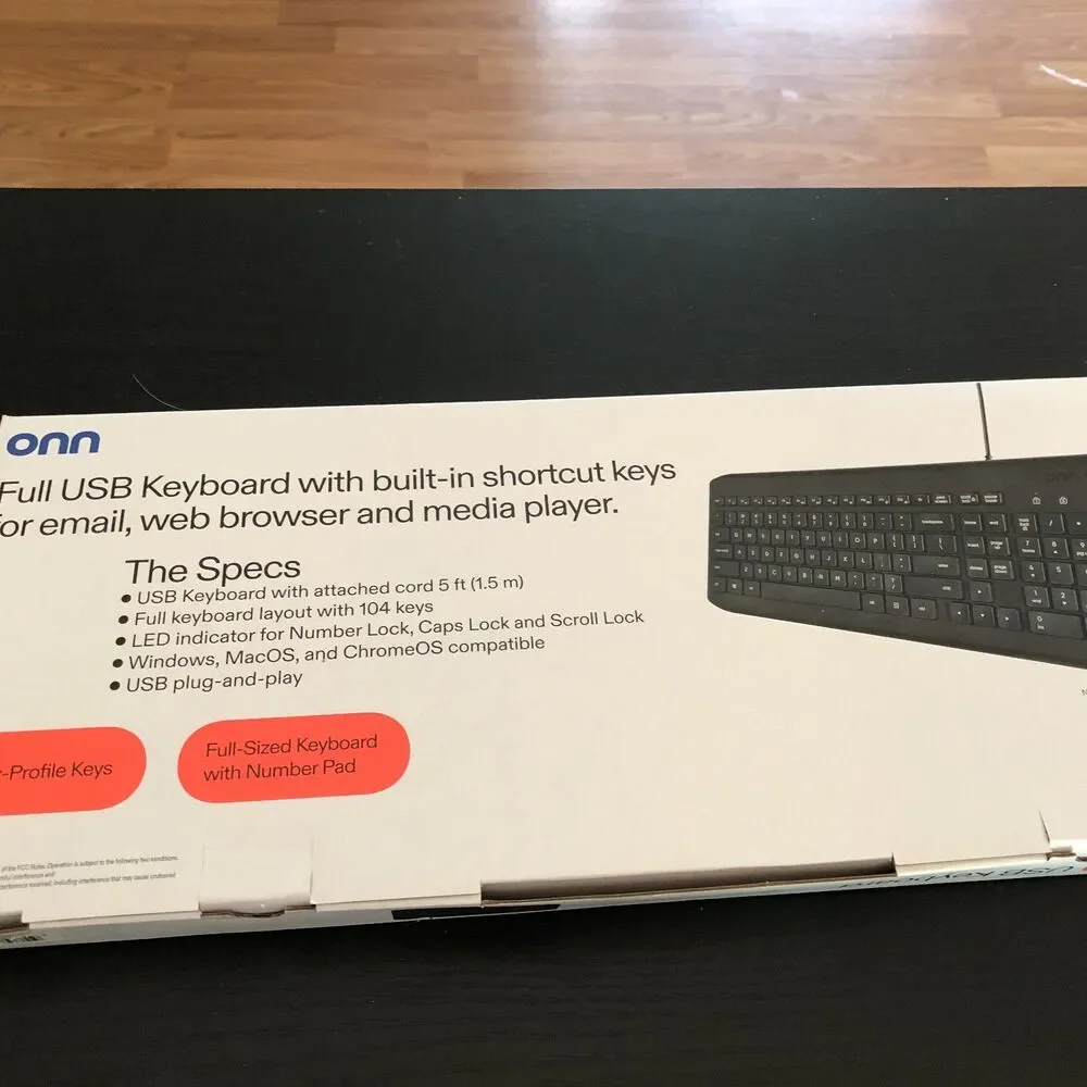 ONN Full-Size USB plug-in Keyboard.  Brand New in original packaging.